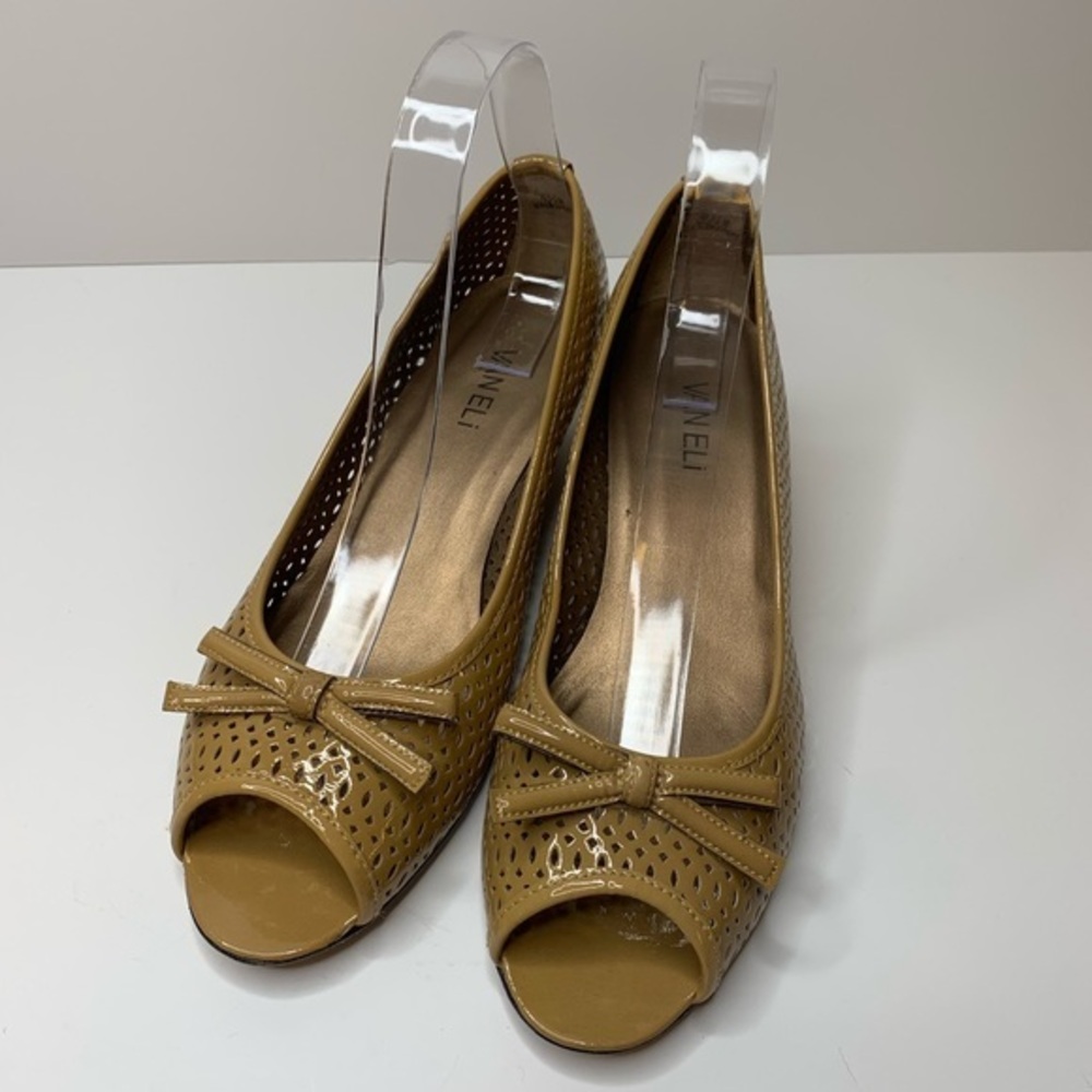 Vaneli Peep‎ Toe Patent Leather Wedges Size 9.5 Wide